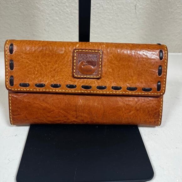 Dooney & Bourke Florentine Checkbook / Wallet in Chestnut - good condition - Picture 1 of 6